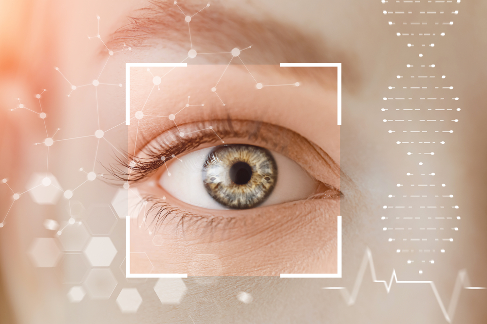 Young,Woman,With,Iris,Scanning,,Closeup vision care